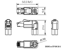 Produkt Konektor MPTL 90° RJ45 CAT6 STP samořezný SXRJ45-6-STP-BK-SA-U - Solarix - Konektory